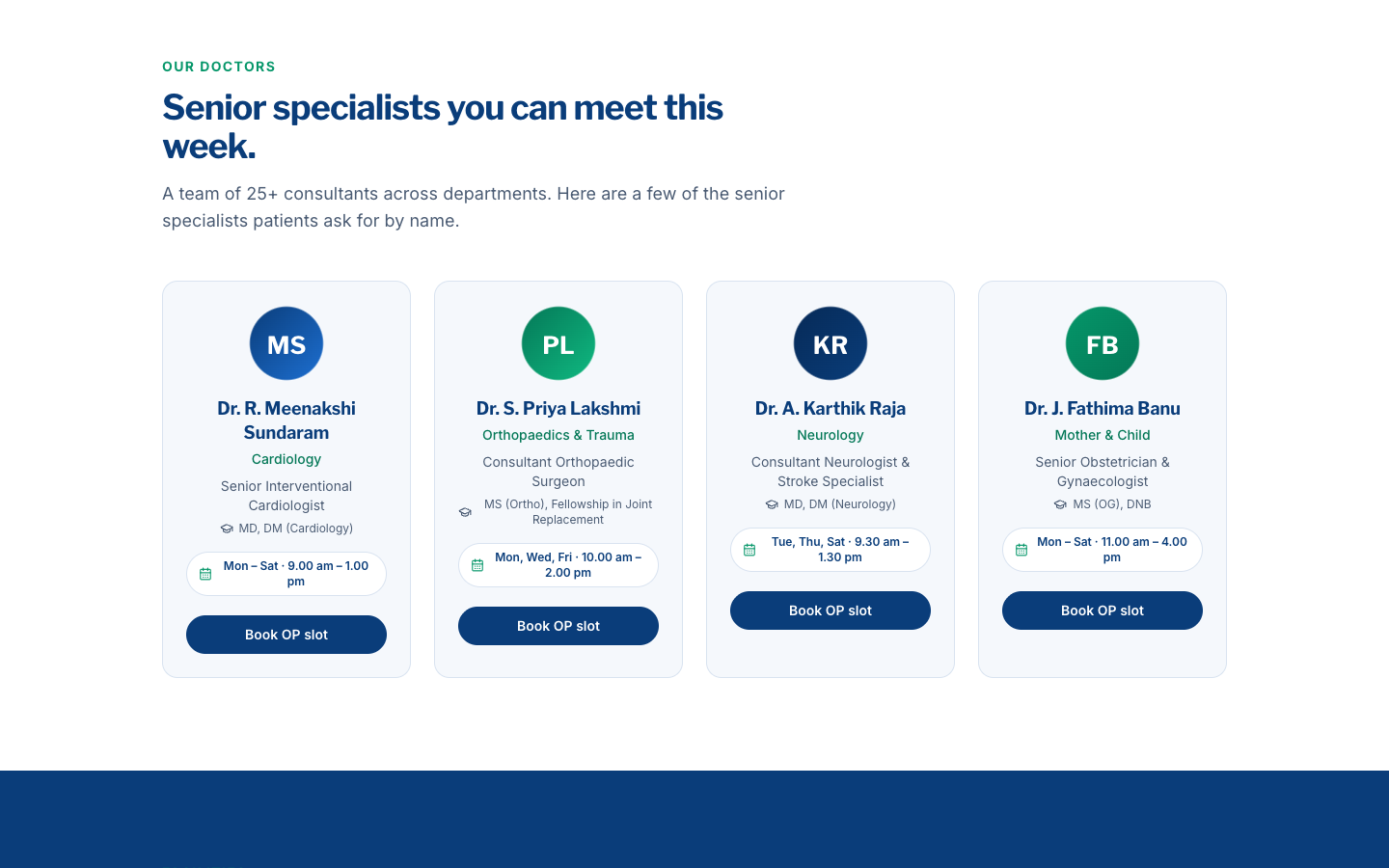 Multi-Speciality Hospital template — mid section