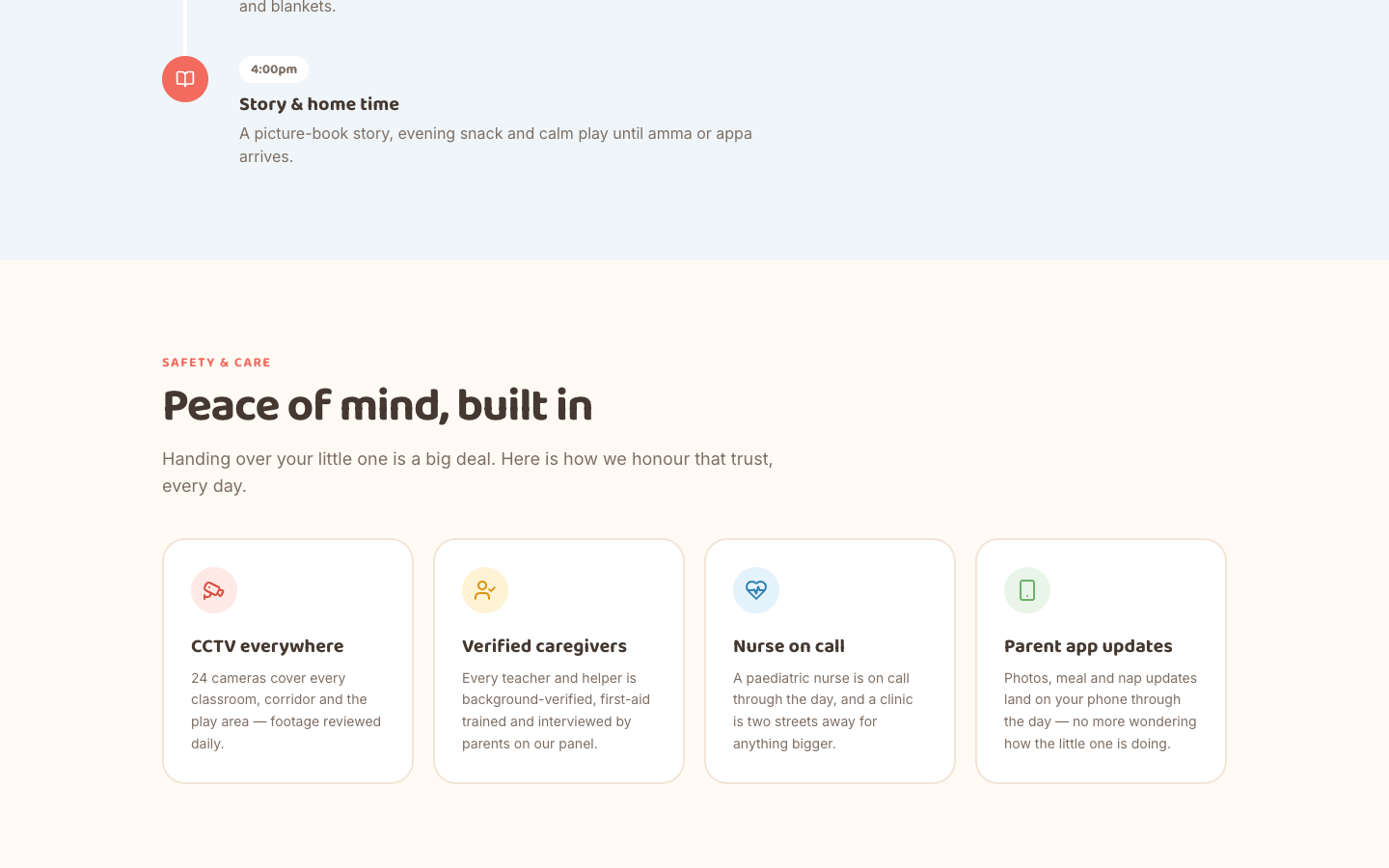 Playschool / Daycare template — mid section