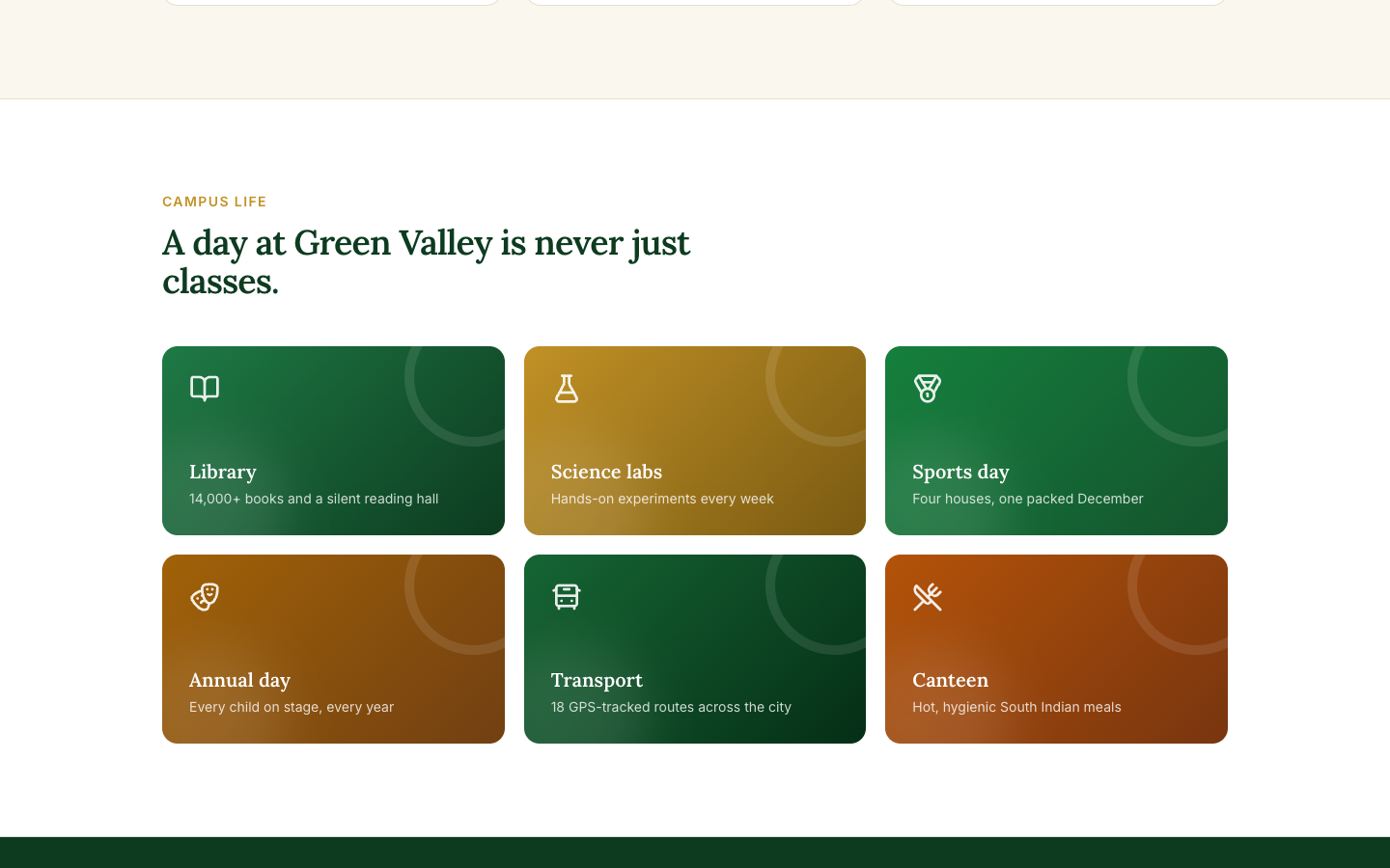School / College template — mid section